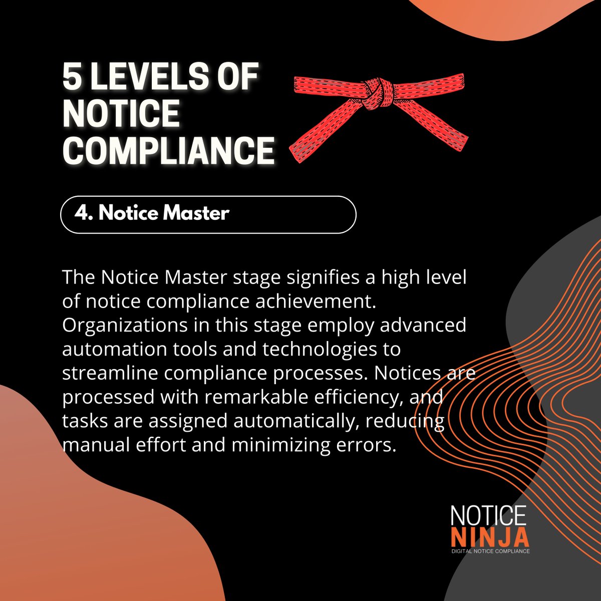 NoticeNinjaInc's tweet image. Week 4 - Level 4: The Notice Master 📈💡

Download our free ebook to determine your notice compliance level: hubs.la/Q02hXFgp0

#ComplianceMastermind #KnowYourLevel #NoticeResolution #ElevateYourSkills #ComplianceExcellence