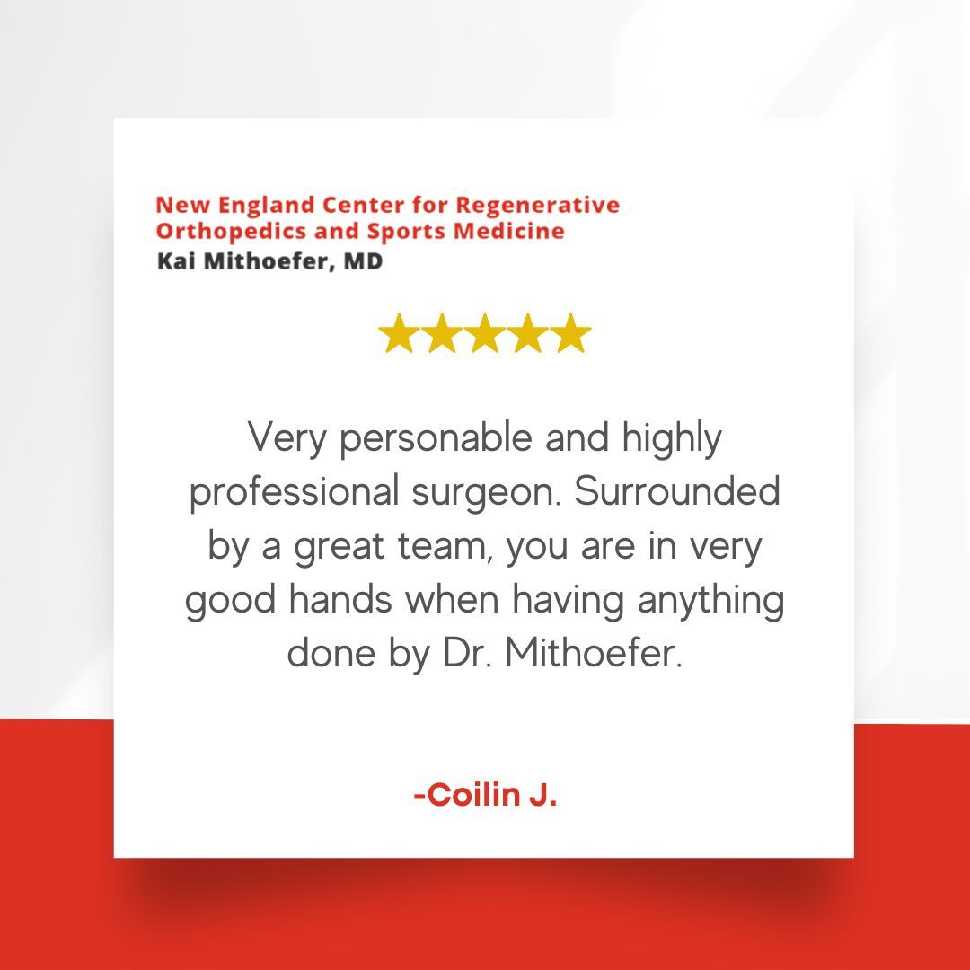 Thank you for sharing, Coilin. We are also surrounded by great patients!🌟 #KaiMithoeferMD #Boston #jointpreservationinstitute #BSSC #bostonsportsandshouldercenter #orthopedics #orthopedicinjury #surgeon #orthopedicsurgeon #patienttestimonial #testimonialtuesday