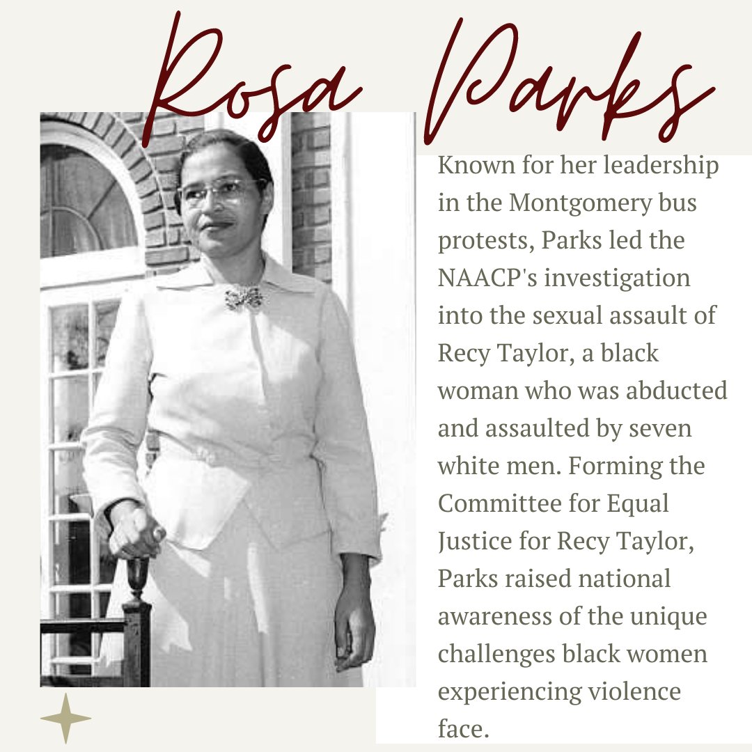 February is black history month! Here are 3 remarkable black women that helped strengthen the support for sexual and relationship violence survivors.
-
-
#blackhistorymonth #taranaburke #lorettaross #rossaparks