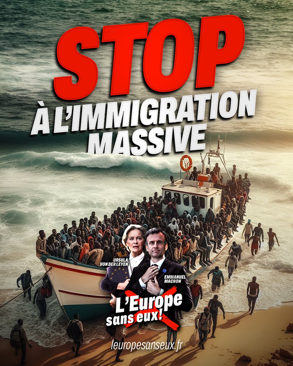 🚧 Pour en finir avec l'immigration massive : restaurons les frontières nationales et européennes ! ❌ Rejoignez la campagne de @J_Bardella : leuropesanseux.fr #VivementLe9Juin #AvecBardella