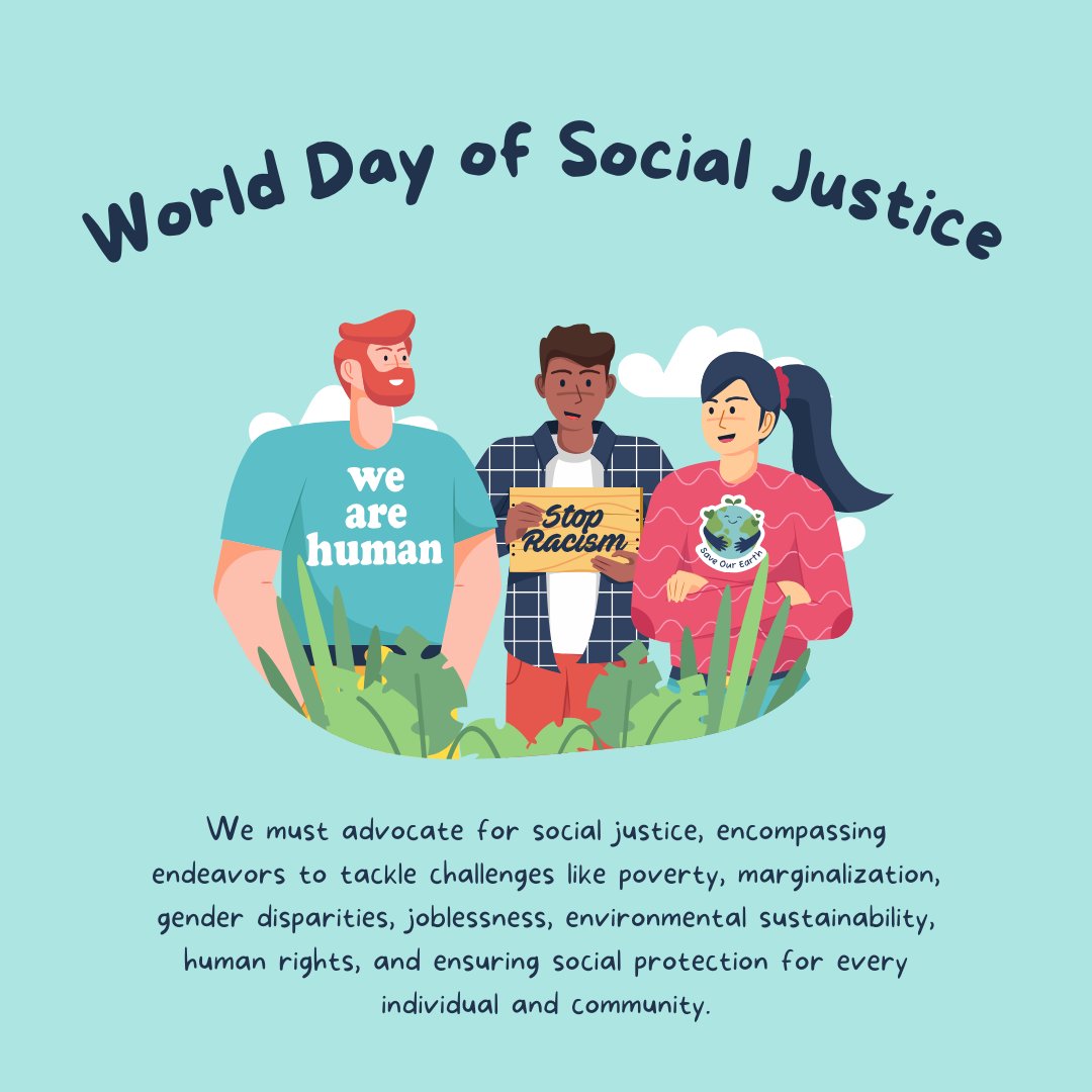 Embracing diversity, championing equality, and striving for a more sustainable world. 💚🌍🌿 Happy World Social Justice Day! Let's keep advocating for change, one step at a time.