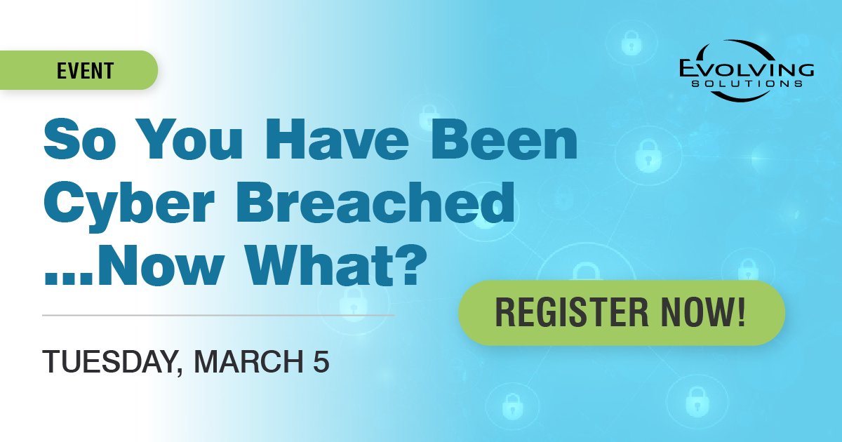 EvolvingSol's tweet photo. 🚨 Attention Omaha area🚨 On Tues., March 5, join Evolving Solutions security and technology experts as they delve into the critical aspects of dealing with a cyber breach after the boom event happens. Secure your spot today: https://t.co/LkY2AYSyMw #Cybersecurity #SecurityEvent https://t.co/NdRz4WfEwC