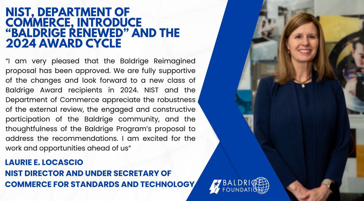 The future is bright for Baldrige Renewed with the support of the Department of Commerce and NIST. Read about the next phase of Baldrige here: ow.ly/QaFR50QCmir