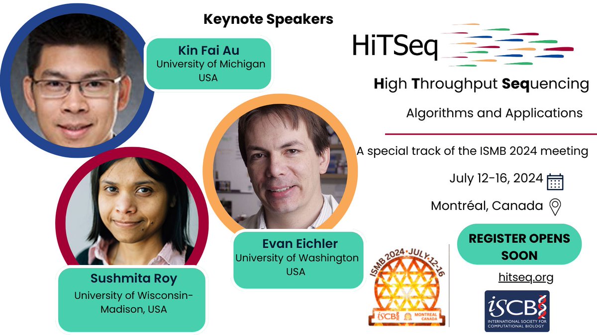 HiTSeq 2024 (@hitseq) on Twitter photo 📣Meet our amazing <a href="/HiTSeq/">HiTSeq 2024</a> Keynotes speakers at the #ISMB2024 conference on July 12-16 in Montréal, Canada! Bringing the most novel statistical and computational methods for medicine and cell evolution to you! Call for abstracts is already open! iscb.org/ismb2024/home #ISCB 📣Meet our amazing <a href="/HiTSeq/">HiTSeq 2024</a> Keynotes speakers at the #ISMB2024 conference on July 12-16 in Montréal, Canada! Bringing the most novel statistical and computational methods for medicine and cell evolution to you! Call for abstracts is already open! iscb.org/ismb2024/home #ISCB