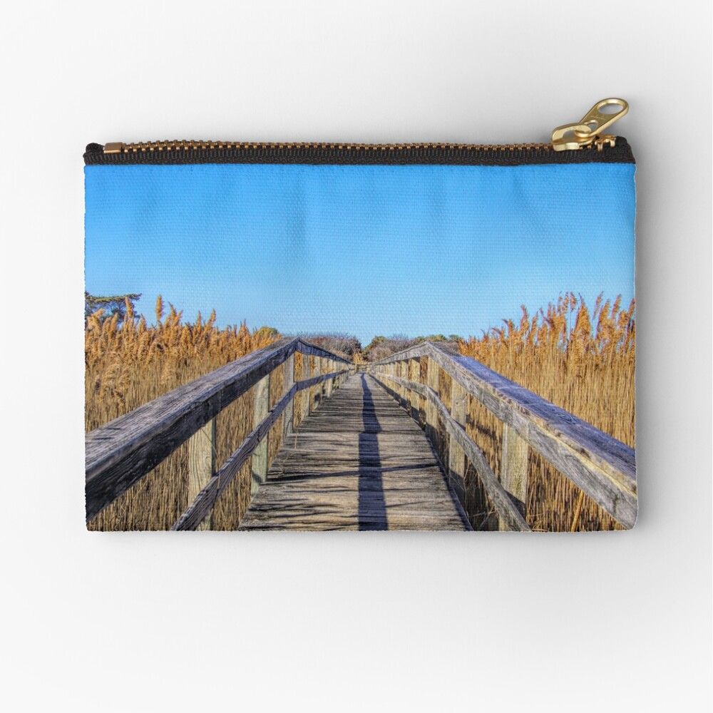 buff.ly/3OORwLq #Beautiful #path through a local #wetlands #LongIsland #NewYork #zipperpouch #Redbubble