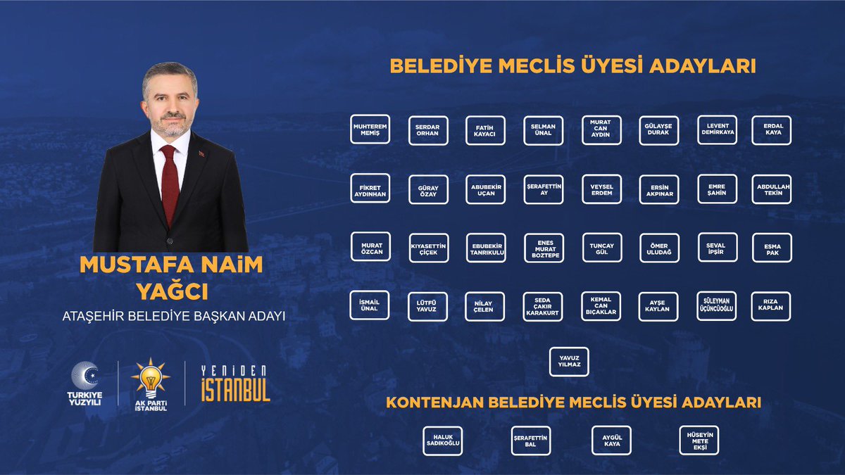 Ataşehir Belediye Meclis Üyesi adaylarımız ilçemize ve İstanbulumuza hayırlı olsun.

Hep birlikte daha güçlü, daha mutlu, daha huzurlu bir Ataşehir için çalışmaya devam edeceğiz. #AtaşehirSizin