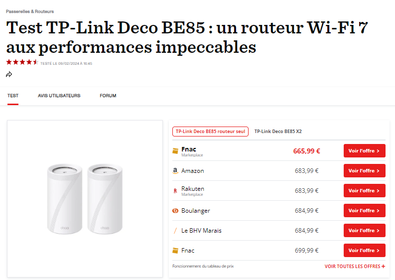 ***** Test Deco BE85 par Cnet ***** 'Il est idéal pour les connexions Fibre Très Haut Débit, et garantit une compatibilité universelle avec tous les dispositifs WiFi et fournisseurs de services Internet.' cnetfrance.fr/produits/tp-li… #wifi7 #wifi #tplink #sansfil #internet
