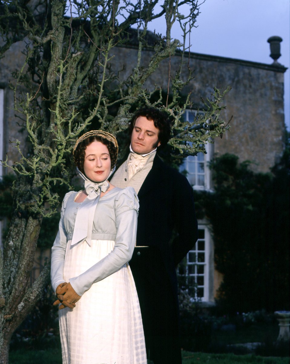 jennifer ehle as elizabeth bennet and colin firth as mr. darcy in pride and prejudice (1995)