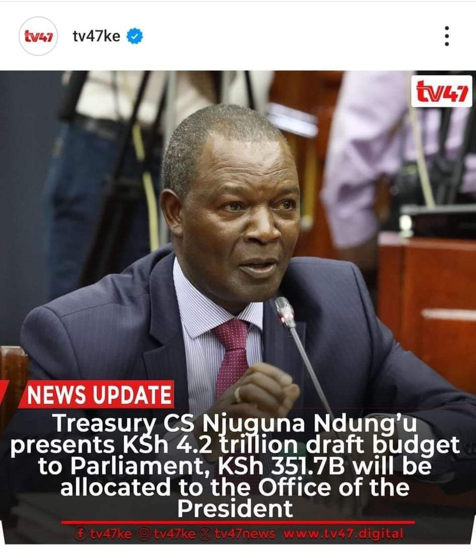 The president wants 8.35% of the total Kenyan budget. Almost 1 Billion a day. Simply the budget of Rift Valley and Western Kenya counties combined. Cheers 🥂!