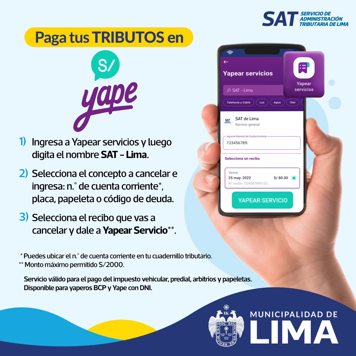 satdelima_'s tweet photo. ¡𝗔𝗵𝗼𝗿𝗮 𝘁𝘂𝘀 𝗽𝗮𝗴𝗼𝘀 𝘀𝗼𝗻 𝗺𝗮́𝘀 𝘀𝗶𝗺𝗽𝗹𝗲𝘀!😉

Cancela tus tributos y papeletas con tu 𝗬𝗮𝗽𝗲, en solo 3 simples pasos 😎📲. https://t.co/9Qb1x57aXX