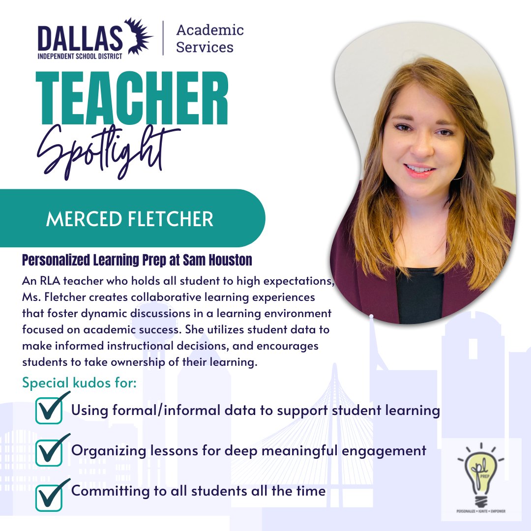 As a <a href="/dallasschools/">Dallas ISD</a> teacher, Ms. Fletcher consistently goes above and beyond for students. She is committed to their ongoing academic growth and is a constant advocate for them. <a href="/DallasISDSupt/">Dr. Stephanie S. Elizalde</a>