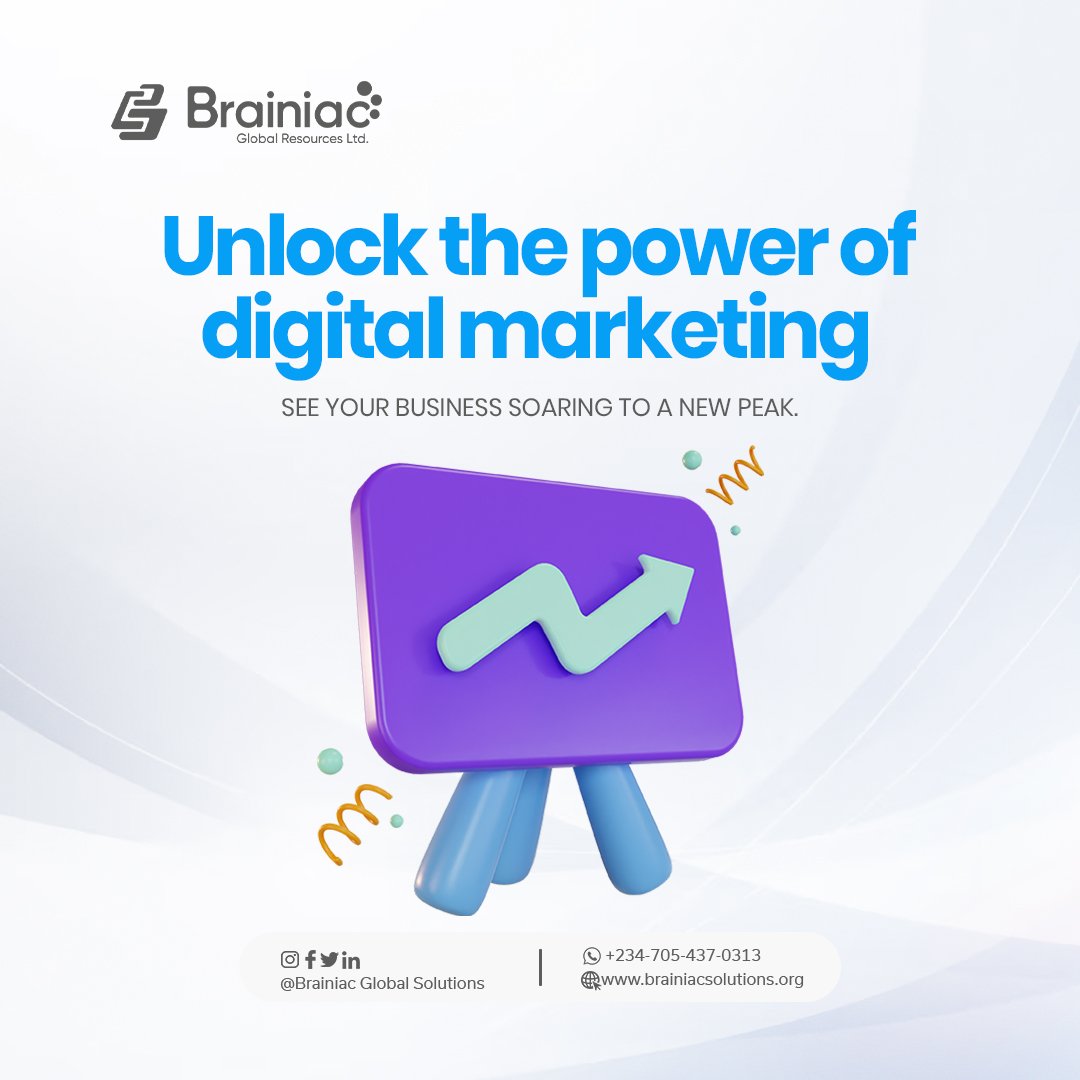Level up your digital marketing game.

 We are here to make your digital marketing journey easier and thriving.

Call +234-705-437-0313 and talk to our experts.

#brainiacglobalsolutions #techtuesday #ecommercewebsite #itconsulting #uxuidesign  #ecommerce #itconsultant