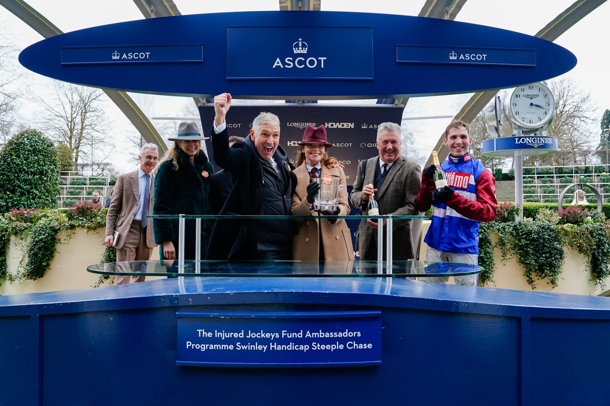 Thank you to @Ascot Ambassadors programme, @DavidCrosse and his team raising funds for the IJF. Congratulations @PFNicholls @CobdenHarry @McNeill_Family Much appreciated! 🏇👏injuredjockeys.co.uk/the-ijf-ascot-…