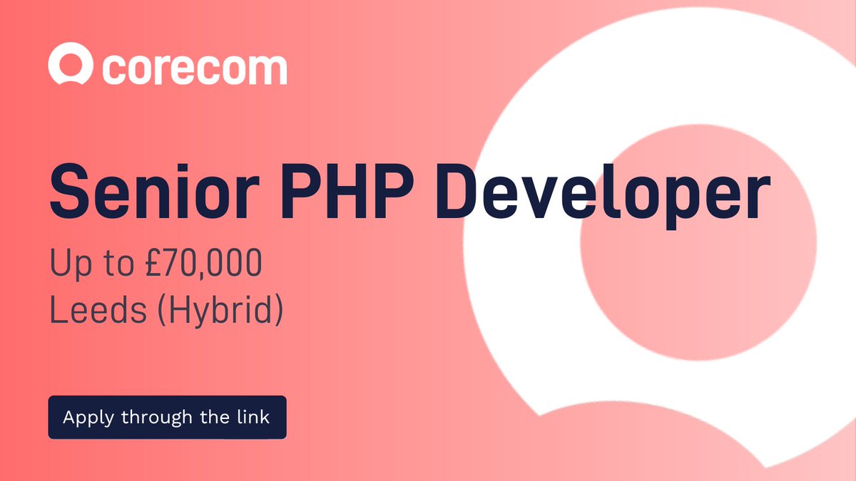 Take your career to the next level, and become a senior PHP developer within a Tech for good organisation in Leeds!

You will be part of truly something special, and be able to join a company at the peak of their growth journey.

Find out more here - corecomconsulting.co.uk/jobs/senior-ph…

#PHP
