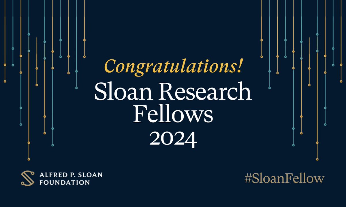 Very excited to be named a #SloanFellow in the 2024 cohort. Congrats to the other fellows! Also, the lab is #hiring. Contact me if you are looking for a postdoc or postbac opportunity!