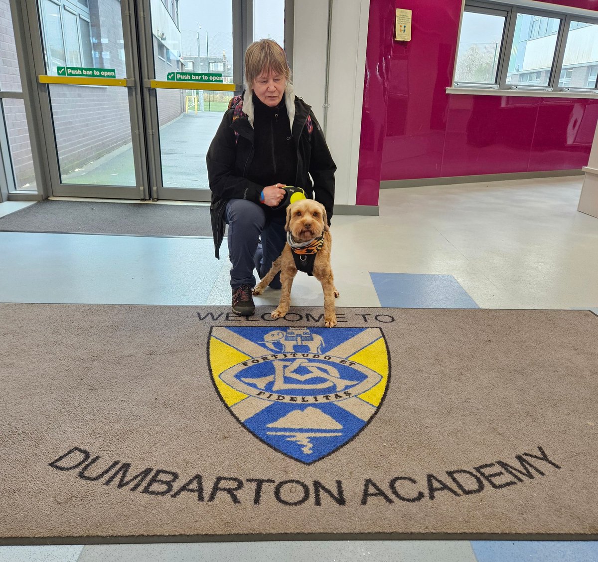 In West Dunbartonshire: 𝐓𝐡𝐞𝐫𝐚𝐩𝐞𝐭®𝐅𝐨𝐫𝐝 visited at 𝐃𝐮𝐦𝐛𝐚𝐫𝐭𝐨𝐧 𝐀𝐜𝐚𝐝𝐞𝐦𝐲 with volunteer 𝐒𝐮𝐞 this morning.. He enjoyed all the attention &amp; lovely tummy rubs... 🐾🐾
<a href="/DofE_DA/">DumbartonAcademyDofE</a> <a href="/TherapetC/">@Therapet-CCST</a> <a href="/CanineConcern/">CanineConcernTrust</a> <a href="/burnspetfood/">Burns Pet Nutrition</a>  <a href="/volunteerscot/">Volunteer Scot</a> 
canineconcernscotland.org.uk