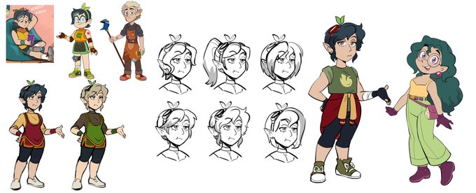 Huntlow fan kiddo redesign I made for @MoringmarkMark a while ago🌱(and my huntlow kiddo there for no reason hehe) 