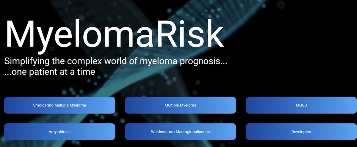 Aaron Goodman - “Papa Heme” (@aarongoodman33) on Twitter photo A nice set of clinical calculators for determining risk in MGUS, smoldering and multiple myeloma that provides personalized risk calculations/predictions for your patients!
I will be using this in the clinic!
<a href="/VincentRK/">Vincent Rajkumar</a>
eatoure.github.io/#/ A nice set of clinical calculators for determining risk in MGUS, smoldering and multiple myeloma that provides personalized risk calculations/predictions for your patients!
I will be using this in the clinic!
<a href="/VincentRK/">Vincent Rajkumar</a>
eatoure.github.io/#/