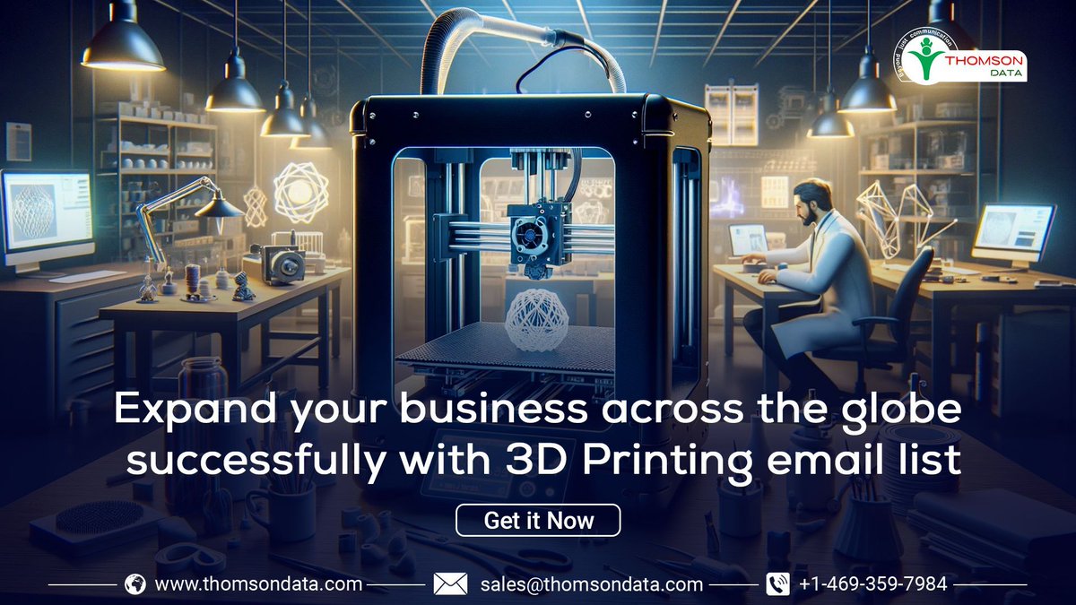 With the information provided in our 3D Printing Companies Email List, you can quickly start marketing campaigns and boost your sales value.    

Check it now: thomsondata.com/list/3d-printi…

#3dprintingcompanieslist #3dprintingprofessionalslist #3dprinting #b2bemaillist #thomsondata