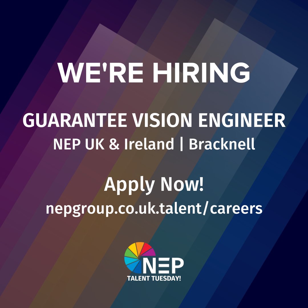 📣 WE'RE HIRING 📣 Calling all Guarantee Vision Engineers, we have a thrilling opportunity to join NEP UK's Vision & VT team, working with our fleet of #OB trucks, fly-pack systems and the London Production Centre. Apply now at ow.ly/UzTJ50QFG6C #TalentTuesday #Hiring