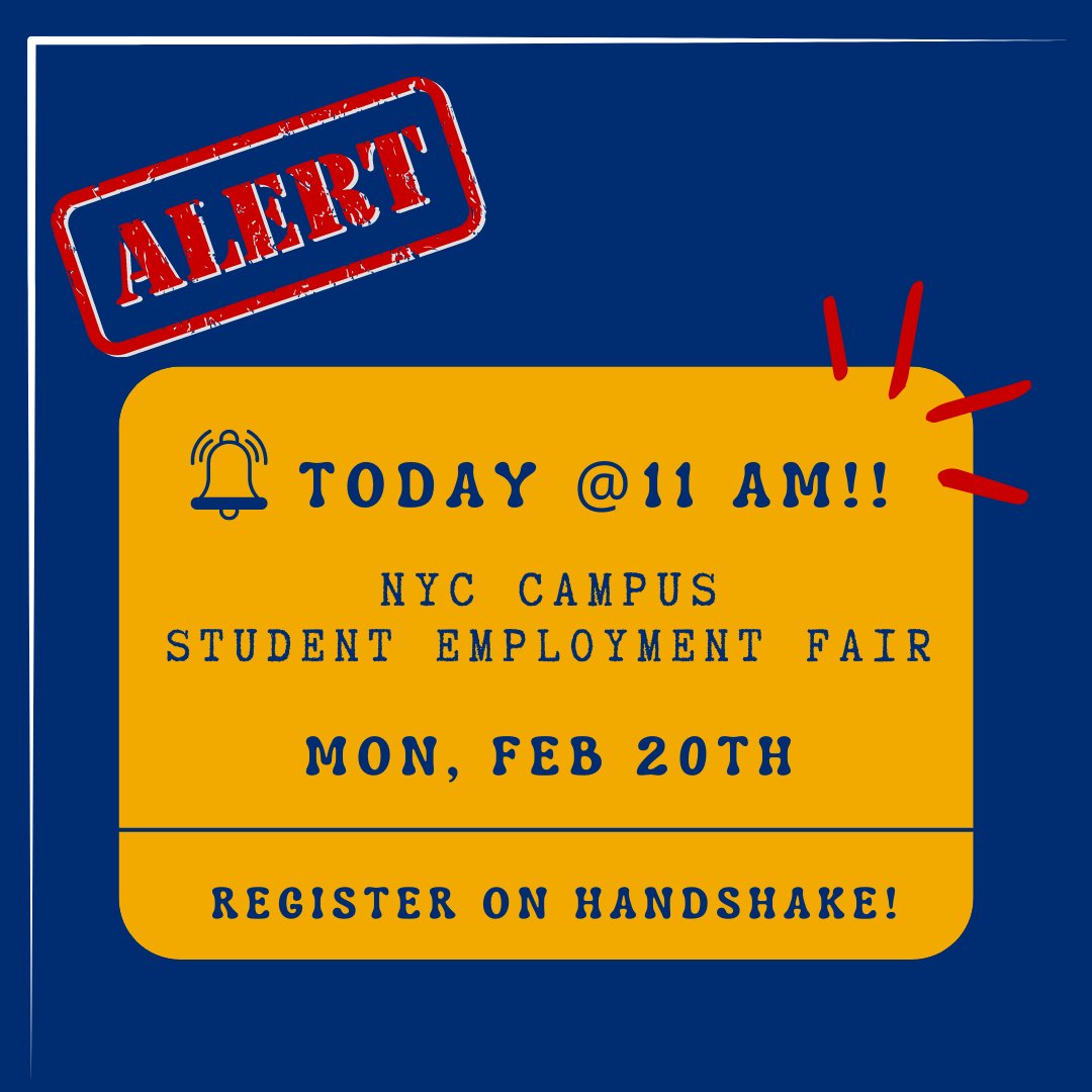 Attention all students in NYC! Don't miss out on the opportunity to attend the Student Employment Fair happening right NOW.