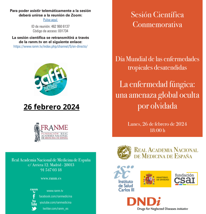 Sesión científica 26 febrero 2024 La enfermedad fúngica: una amenaza global oculta por olvidada aemicol.com/la-enfermedad-… #DíaMundialEnfermedadesTropicales #EnfermedadesFúngicas #AmenazaGlobal #Investigación #ResistenciaAntifúngica #Tratamiento #Micetoma #PatógenosFúngicos #OMS