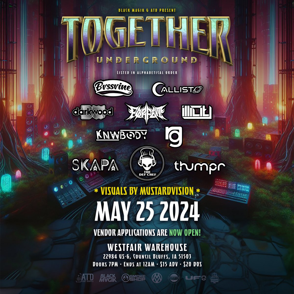 We’re teaming up with @atdeventservices to bring you a special warehouse experience from Westfair 💥 Big Sound + Big Production with superb local talent 💯 Stage Visuals brought to you by MustardVision