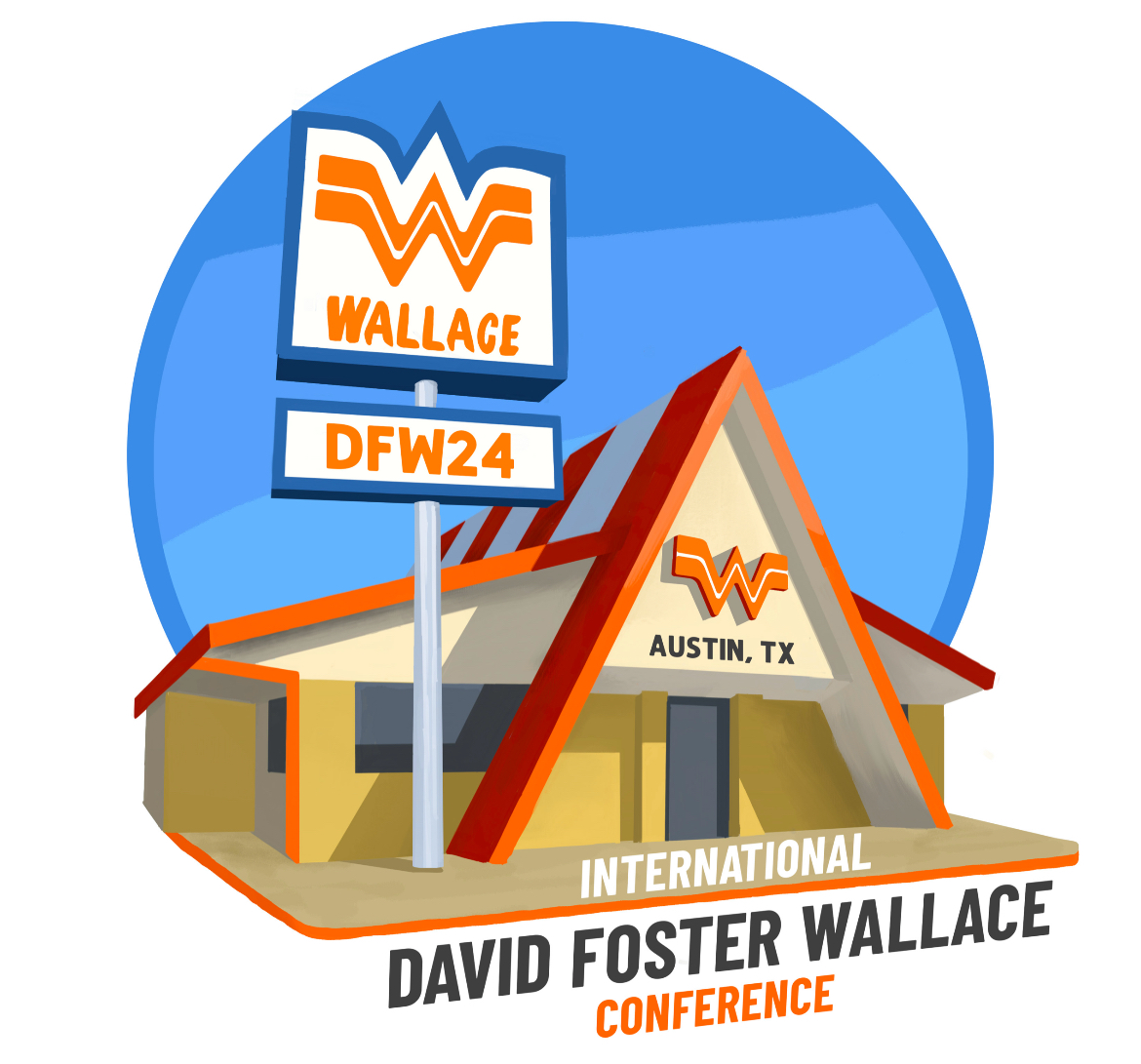 Mark your calendars! The 2024 DFW Conference in Austin is only a few months away: June 6-8 at the University of Texas (we are in Parlin Hall this year). Check out our new logo from @chrisAcreative We'll be posting more on our site soon: dfwsociety.org/conference/ @DFWSociety