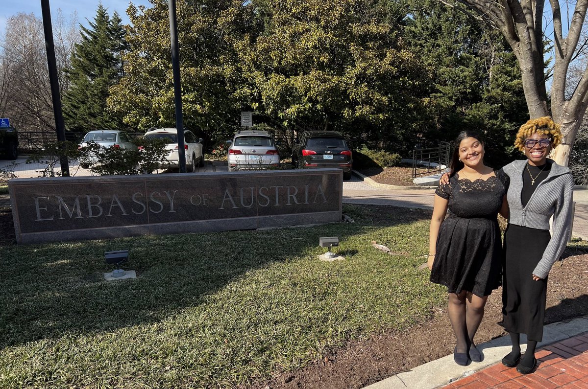 Today at @AustriainUSA, Global Service & Diplomacy @NAFCareerAcads scholars and @HUBuncheCenter interns Jalynn Charity & Jurianny Piantini-Figuereo witnessed the signing of the 1st Professional Development & Cultural Exchange MOU between Austria & the United States. #CTEMonth