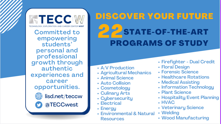 .@TECCwest has 22 state-of-the-art Programs of Study aligned to Industry-Based Certifications to help Ss #discoverYOURfuture through real-world experiences & hands on learning! Be sure to check out these amazing programs -bit.ly/TECCWprograms. #CTEMonth