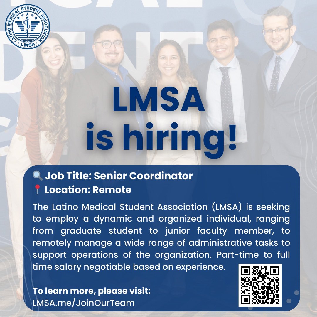 Dream come true—LMSA is hiring! Our rapid growth demands professional support beyond student-led efforts, allowing us to excel academically while remaining active in LMSA. Please visit LMSA.me/JoinOurTeam to learn more and share this opportunity with your network! ☺️