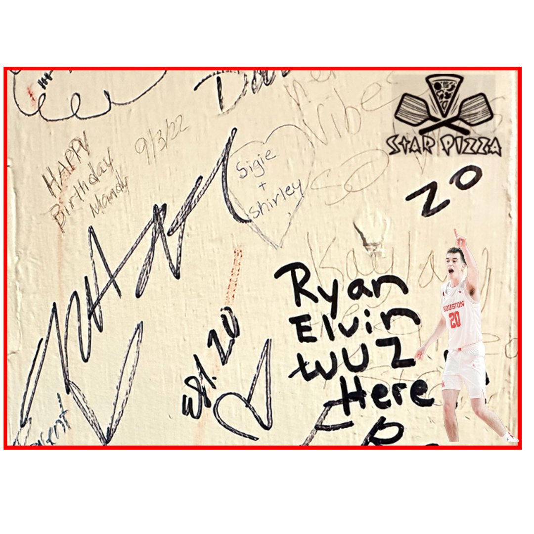 We spotted @RyanElvin12 at Star Pizza last weekend! So, you know what's coming next! Stay tuned! #GoCoogs #ForTheCity #Houston #culture #NIL #universityofhouston #talkinboutthemcoogs #goryan #big12 #houstonsbest @HoopnHollerHou