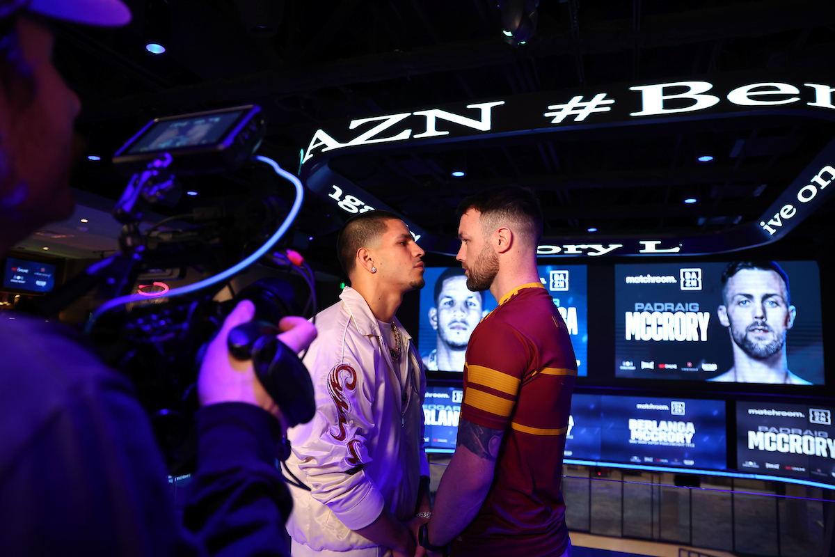 DAZNBoxing's tweet photo. First face-off ✅⚔️  

@EdgarBerlangaJr x @padraigmc1988 

Tune in live on https://t.co/FoiaUucI53 for #BerlangaMcCrory this Saturday 🥊 https://t.co/yJuvsAc30m