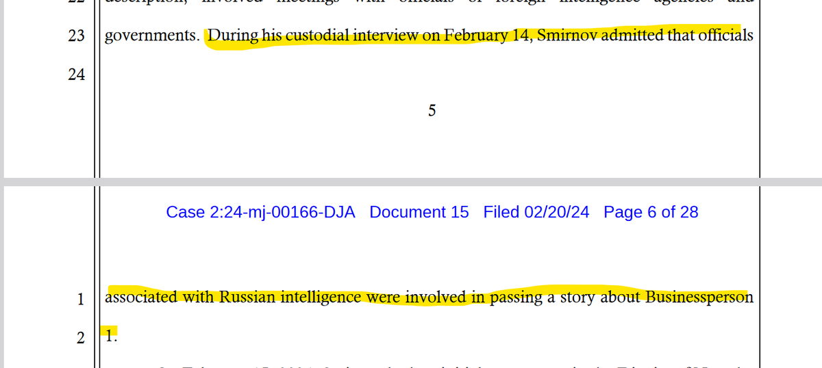 JUST IN: Alexander Smirnov told the feds during an interview after is arrest that 'officials associated with Russian intelligence' were involved in passing a story about Hunter Biden.