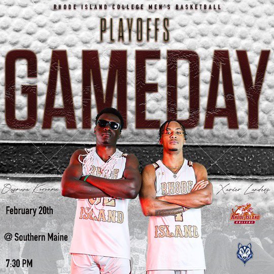 Game day vibes! The Anchormen are ready to make waves in the first playoff match against Southern Maine tonight at 7:30pm! 

Let’s bring that Rhode Island College pride and cheer them on to victory! 

#d3hoops #playoffbasketball #d3basketball #ricbasketball