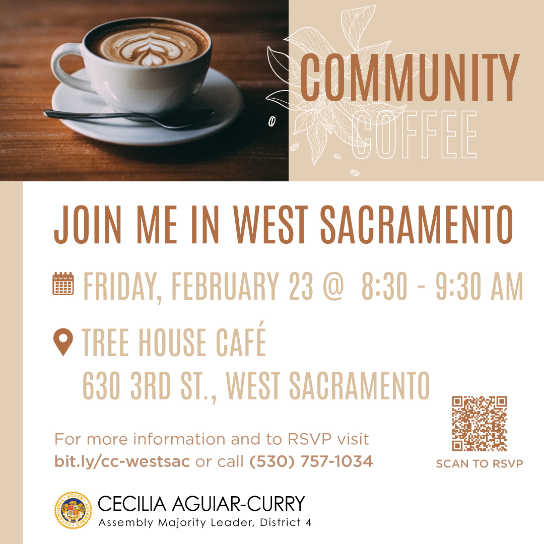 Join me tomorrow morning @THCwestsac for a cup of coffee! To RSVP visit bit.ly/cc-westsac #AD4 #communitycoffee