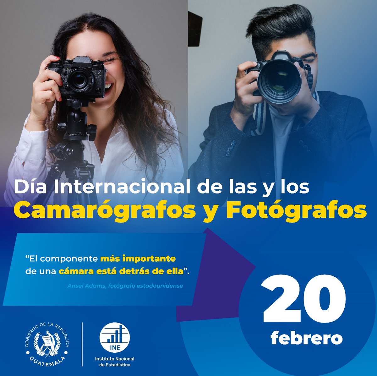 El <a href="/INE_Guatemala/">INE Guatemala</a>  felicita a todas y todos los camarógrafos y fotógrafos en su día. 🎥📸
