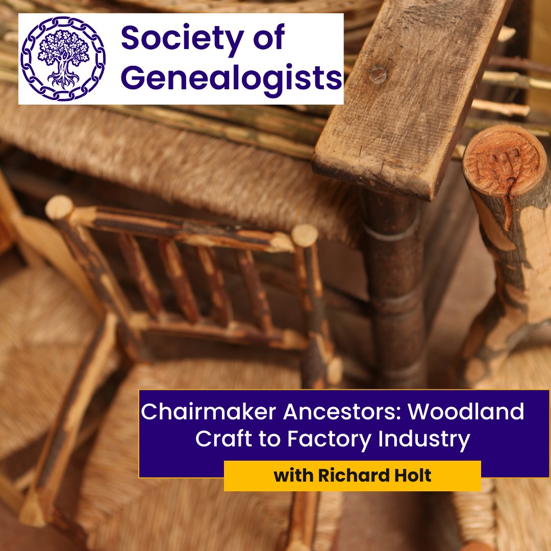 Do you have ancestors in the chairmaking trade? This talk focusses on chairmaking from the 18th century onwards and will take you from beech woods to ‘bodgers’, from chair turners to chair manufacturers. Online on 4th April @ 2pm - Book Now! members.sog.org.uk/events/65cb9c3… <a href="/AGRAGenealogy/">AGRA Genealogy</a>