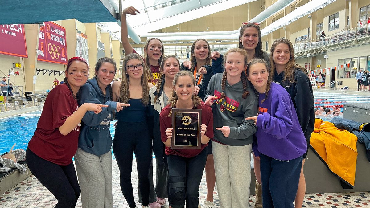 Congratulations to Swim & Dive Head Coach Kaitlyn Gerke who took home her second consecutive Girls Swimming Coach of the Year Award from VISAA! #AdvanceAlways #GreatToBeACardinal