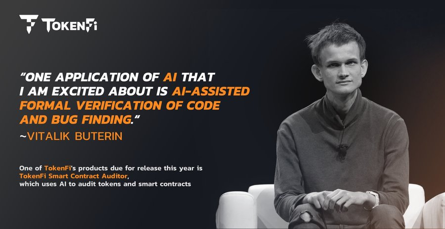 tokenfis_'s tweet photo. Top crypto publication @Coindesk just published an article on how Vitalik Buterin's recent comment about AI contract verification has driven interest in projects like #TokenFi.

$TOKEN leverages AI in its platform, aiming to lead the tokenization wave. https://t.co/H2JOceiLJ3