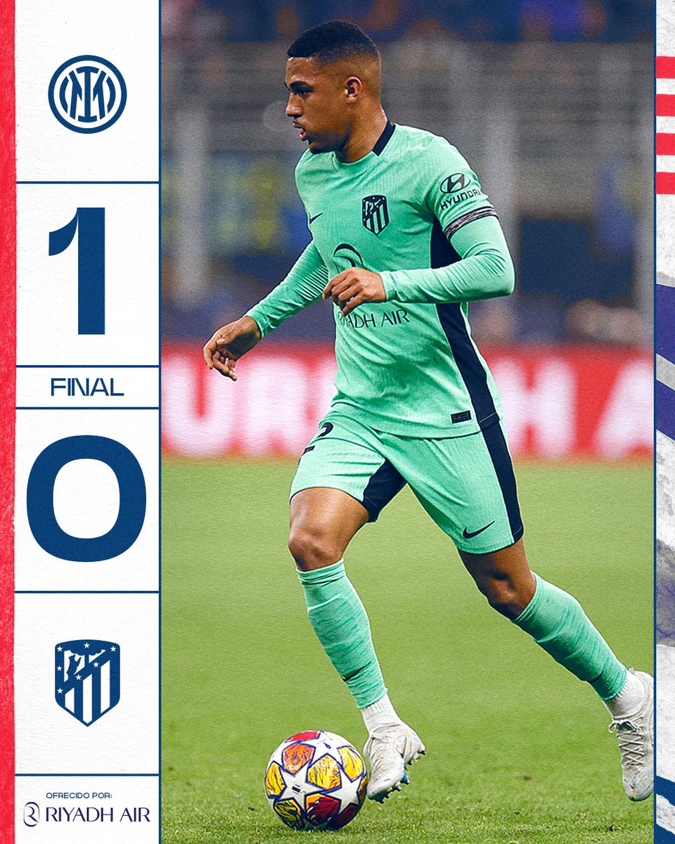 Atleti's tweet photo. Concluye el encuentro en el Giuseppe Meazza.
La eliminatoria se decidirá en el Cívitas @Metropolitano.

• #AúpaAtleti • #InterAtleti • #UCL • https://t.co/kf56VIAP4R