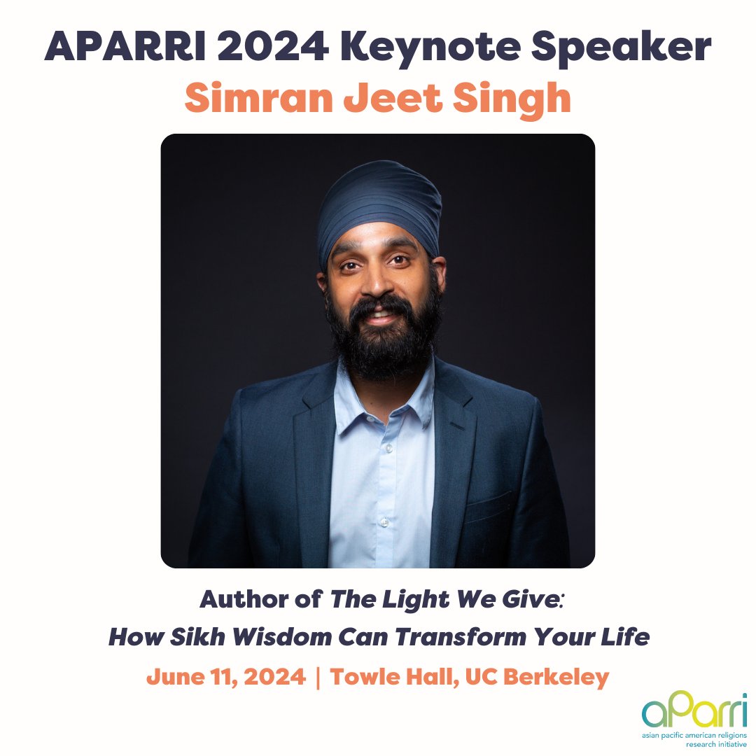 APARRI 2024 Keynote Speaker: Simran Jeet Singh @simran, Executive Director of the Religion & Society Program @AspenInstitute & author of The Light We Give: How Sikh Wisdom Can Transform Your Life, will deliver the APARRI 2024 keynote address on 6/11/24! aparri.org/the-aparri-con…
