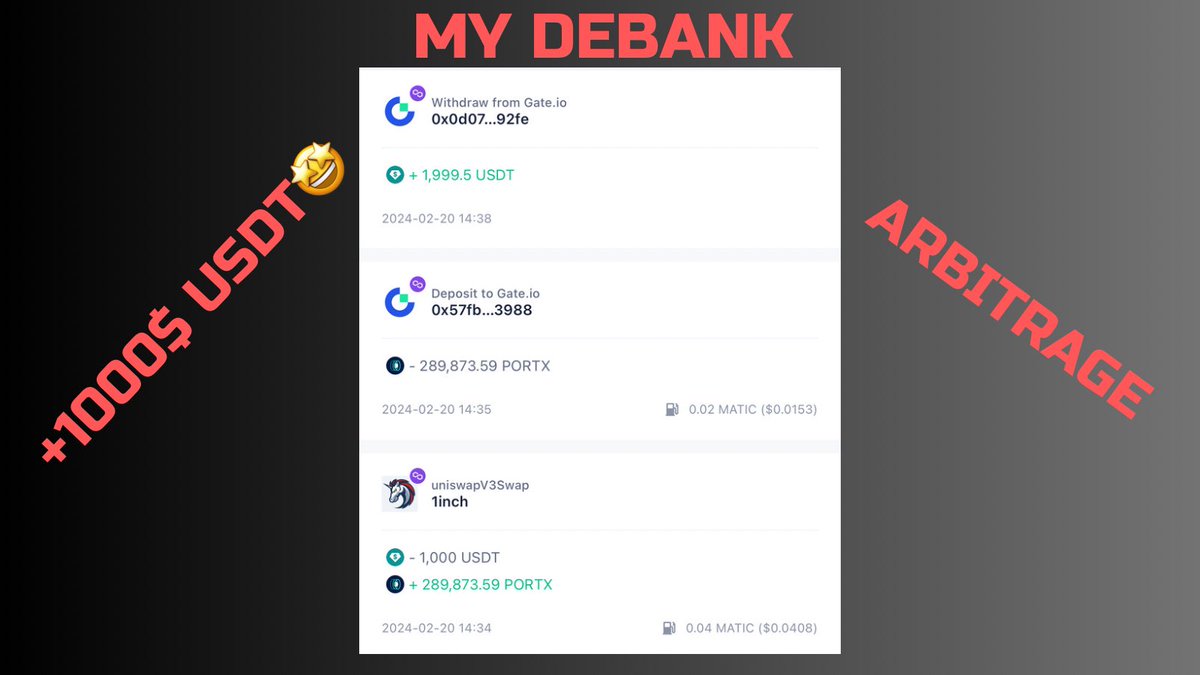 real_abuz's tweet photo. Major perk: it's on the Polygon network, where transaction fees are super low. 💸
Bought $1000 USDT worth of #PORTX on #uniswap, sent to @gate_exchange, sold, and instantly withdrew $2000 USDT. https://t.co/eU4mjvgIZi