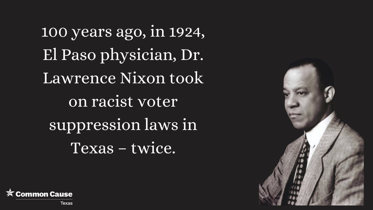 In 1924, Dr. Lawrence Nixon - a Black Texan - tried to cast a primary ballot & was denied on account of it being an 'all white primary'. 100 years later, today is the first day of Early Voting in the 2024 Texas primaries. Let's reflect on the legacy of Texan Lawrence Nixon 🧵.