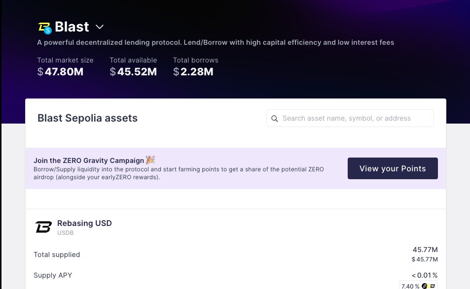 zerolendxyz's tweet photo. Our Blast Testnet is on 🔥

We have over 45 million in supplied assets on @Blast_L2  

100+ open positions for lending/borrowing
1000+ testers battle testing the product 

🛡️ No high-severity bugs have been reported.

Join the campaign here https://t.co/GsPlDfq4ss

#BlastL2 #BLAST_L2 #BlastEcosystem
