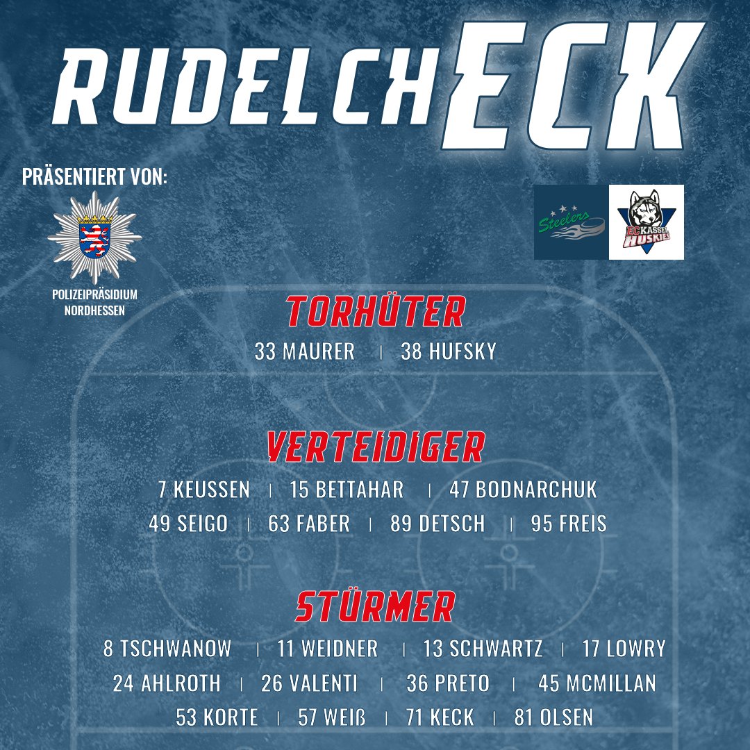 ECKASSELHUSKIES's tweet image. Rudelch𝗘𝗖𝗞 🔎

Unser Line-Up für die heutige Partie 🏒

Heute nicht dabei: Maxwell, Naud (Unterkörper), Brune (Oberkörper), Spitzner (Krankheit), Müller, Reuß, Dotter, MacAulay (nicht im Kader), Mieszkowski (Knieverletzung)

#rudelchECK #SCBECK #imHerzeneinHusky