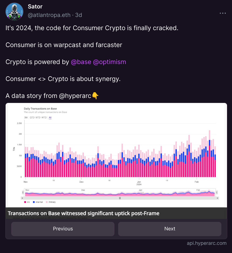 Farcaster Frames - Finally a compelling Web3 feature for Web2 devs?

Part of Slack's success came from its integrations, allowing users to embed external content to provide context through unfurling with additional interactivity through Slack apps. However, for this
