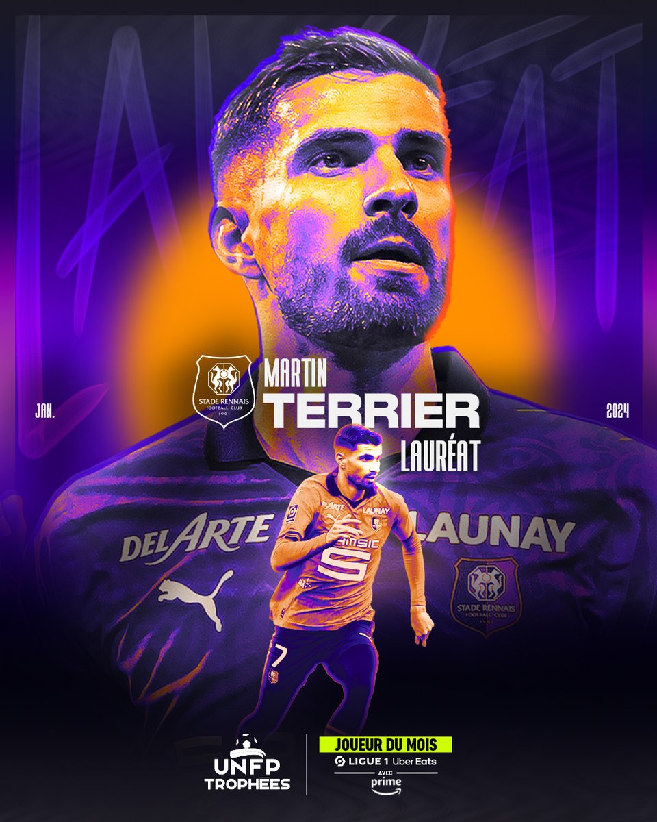Martin Terrier élu Joueur du Mois de Janvier ! 🌟 

L'attaquant Rouge et Noir est récompensé après un début d'année 2024 remarquable. Félicitations Martin ! 🚀

#ToutDonner #TrophéesUNFP