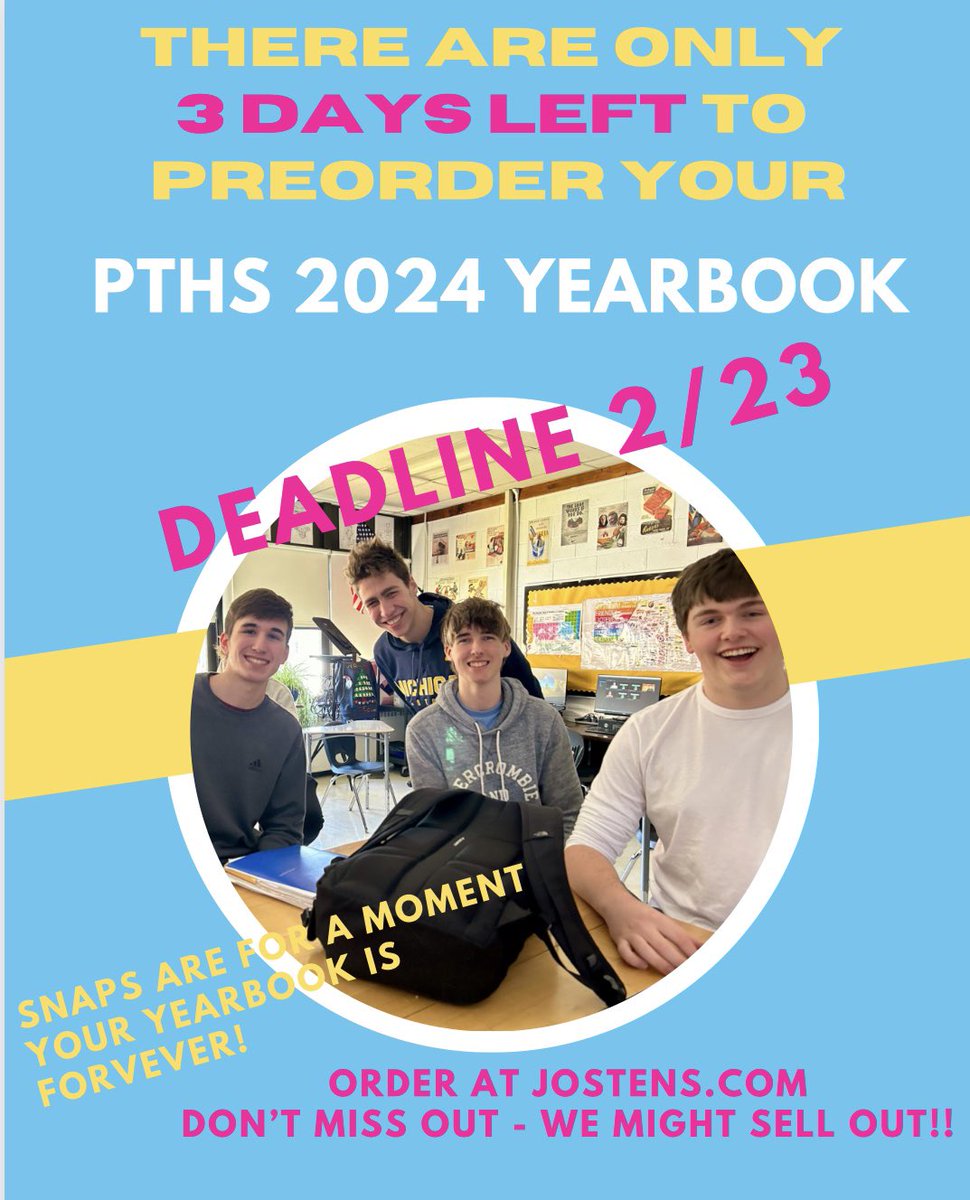 Time is running out! Order yours now at jostens.com <a href="/pthsnation/">Pequannock Township High School</a> 💛💙📚
