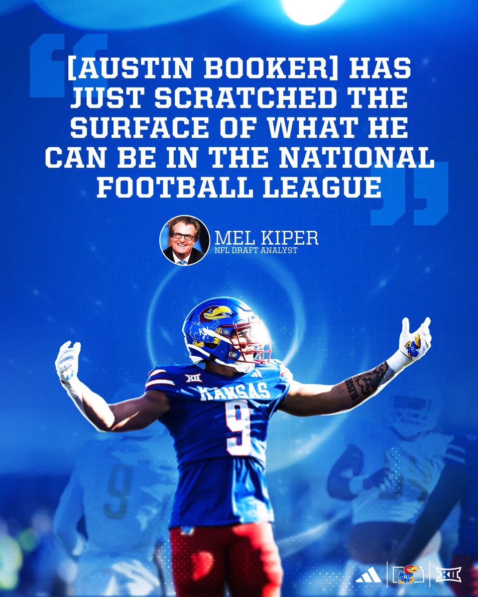 KU_Football's tweet photo. BIG things ahead for @austinbookerr 📈

#RockChalk x #NFLDraft https://t.co/x0j70JAoQx